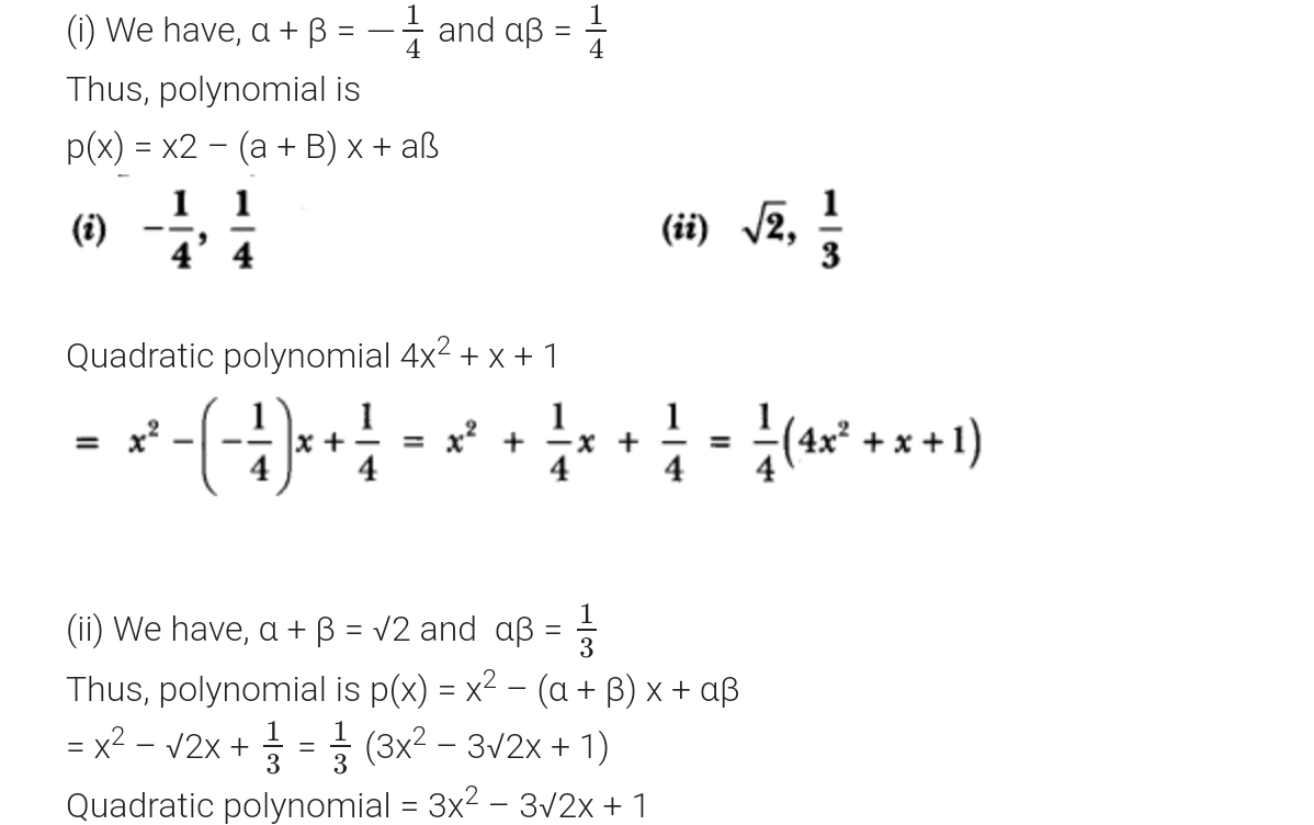 Extra Questions of Class 10 Maths Chapter 2 Polynomials PDF Download ...